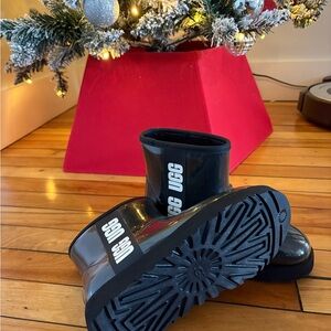 UGG Glossy Black Mini Boots